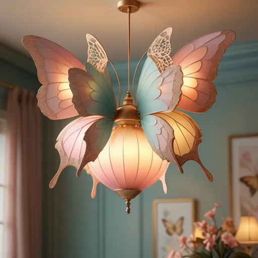 Prompt: Butterfly hanging light fixture 