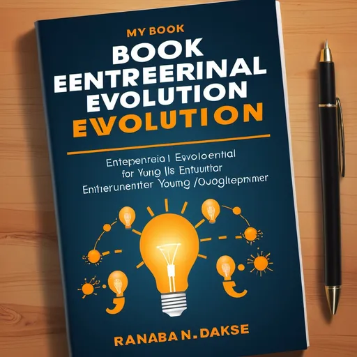 Prompt: image for my book cover "entrepreneurial evolution" fro personal development for young entrepreneur