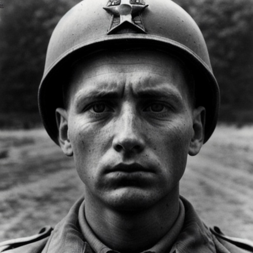 Prompt: 1000 yard stare of a soldier in ww2