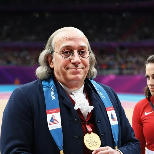 Prompt: Benjamin Franklin at the Olympics 