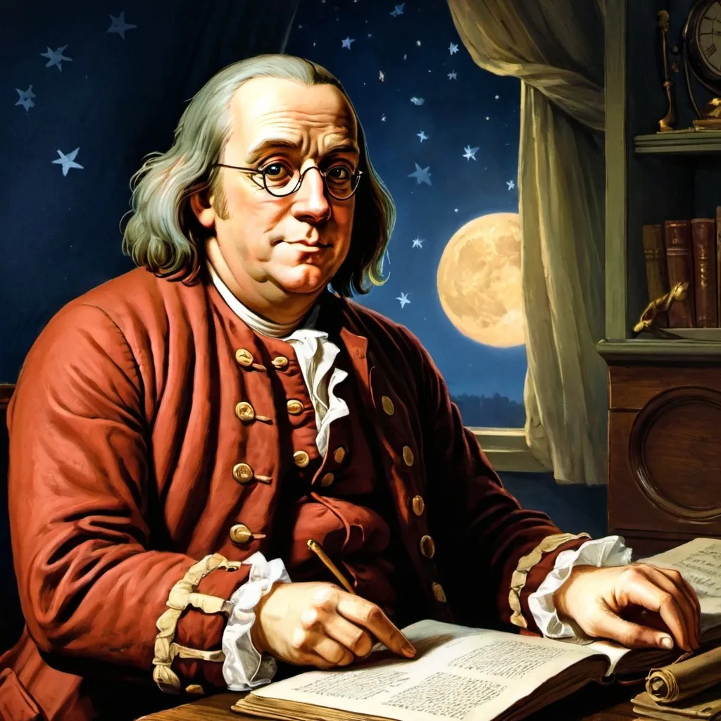 Prompt: Benjamin Franklin goodnight departure 