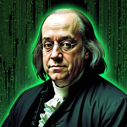 Prompt: matrix glitch Benjamin Franklin 