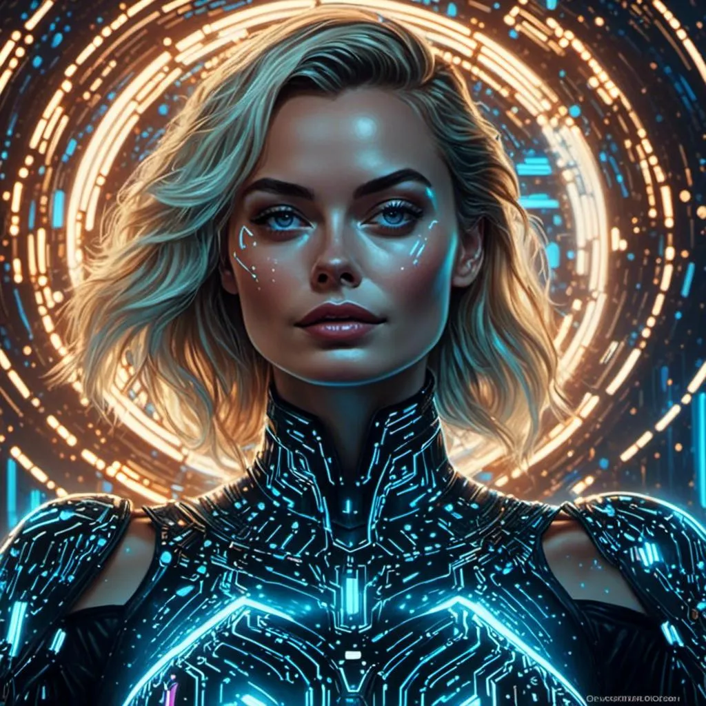 Prompt: portrait of Margot Robbie in <mymodel> style, ethereal being, super powers, nebula background, levitating, open arms, halo over head, intricate design, benevolence, good power, master piece, highly-detailed, ethereal, levitation, open arms, benevolent, intricate details, super powers, halo, high quality, masterpiece, <mymodel>, detailed, powerful, ethereal being