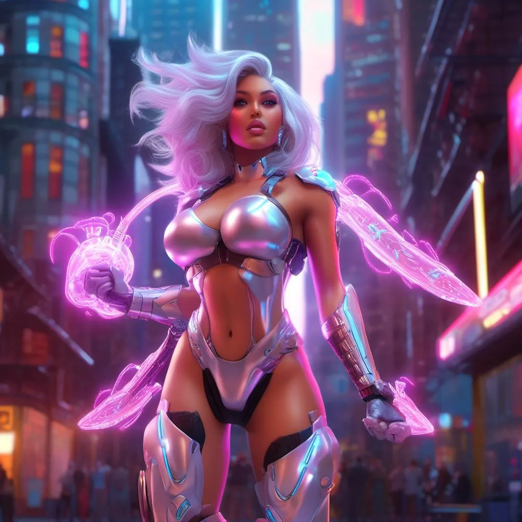 Nicki Minaj as cyber in city