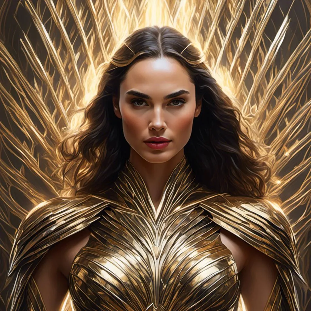 Prompt: drawn portrait of Gal Gadot in <mymodel> style, full body, ethereal being, super powers, levitating, halo over head, intricate design, benevolence, good power, master piece, highly-detailed, ethereal, levitation, benevolent, intricate details, super powers, halo, high quality, masterpiece, detailed, powerful, ethereal being