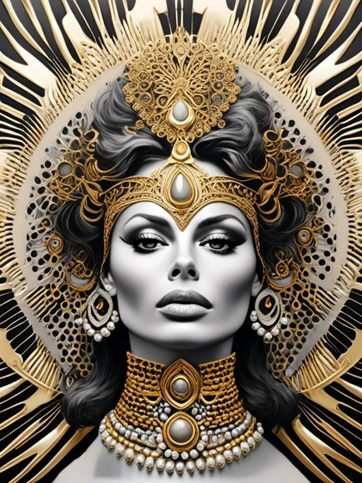 Prompt: drawn portrait of Sophia Loren in <mymodel> style, ethereal being, super powers, levitating, halo over head, intricate design, benevolence, good power, master piece, highly-detailed, ethereal, levitation, benevolent, intricate details, super powers, halo, high quality, masterpiece, detailed, powerful, ethereal being