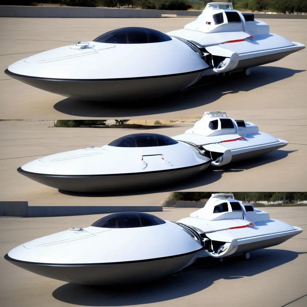 Prompt: A cross between  jet and hovercraft extremely. Modified
