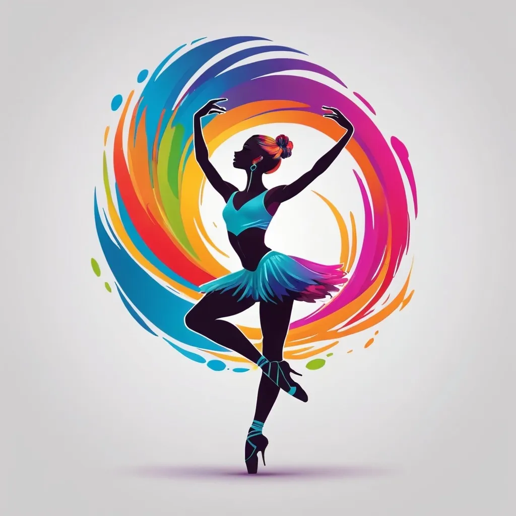 Prompt: Make a logo of a dancer that is full of color