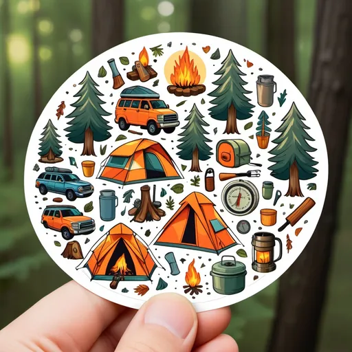 Prompt: Camping stickers 
