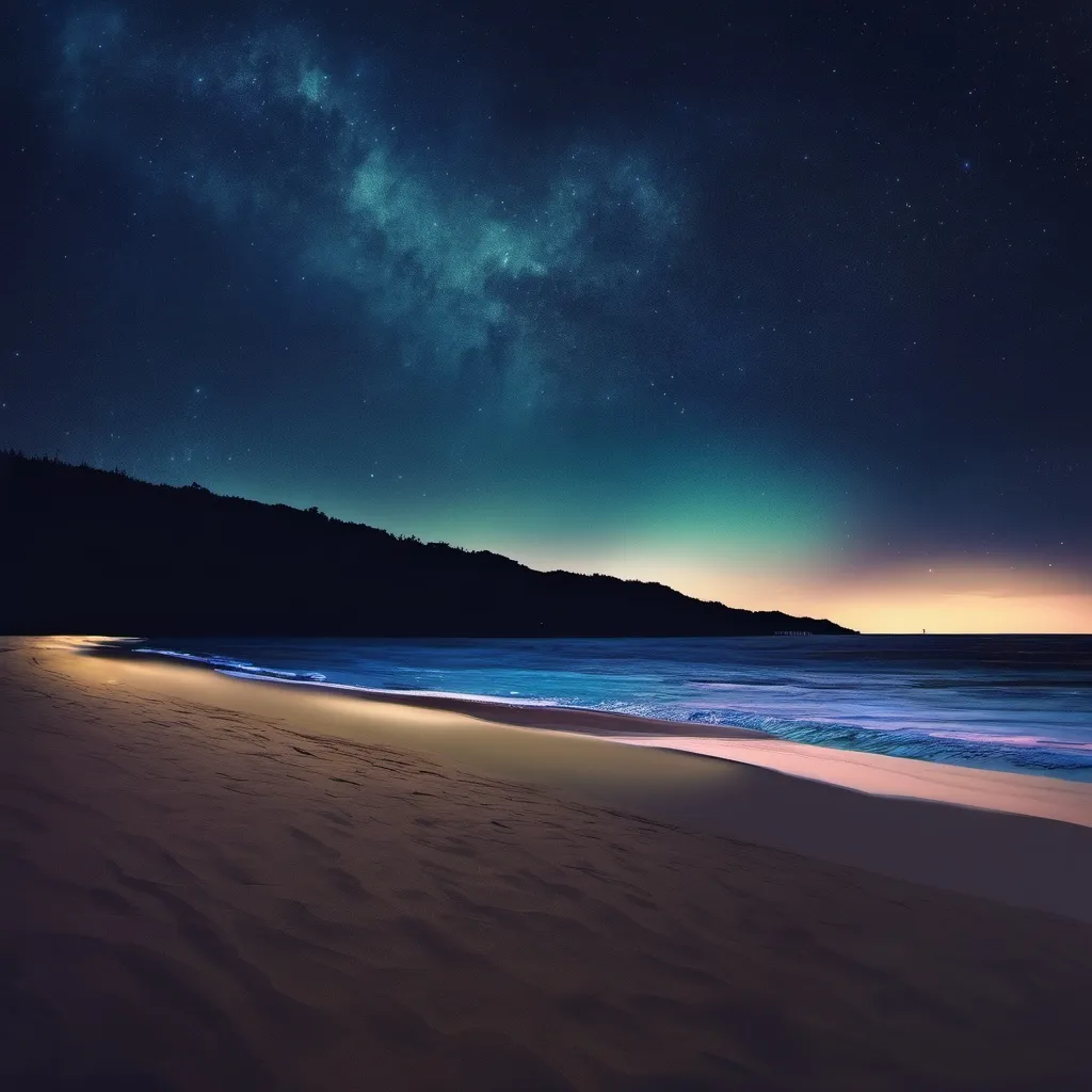 Prompt: beach and night sky