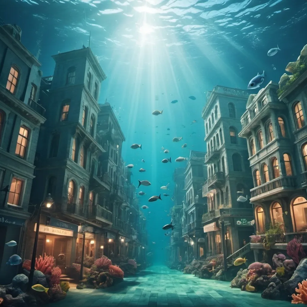 Prompt: Make a image of a city under the sea
