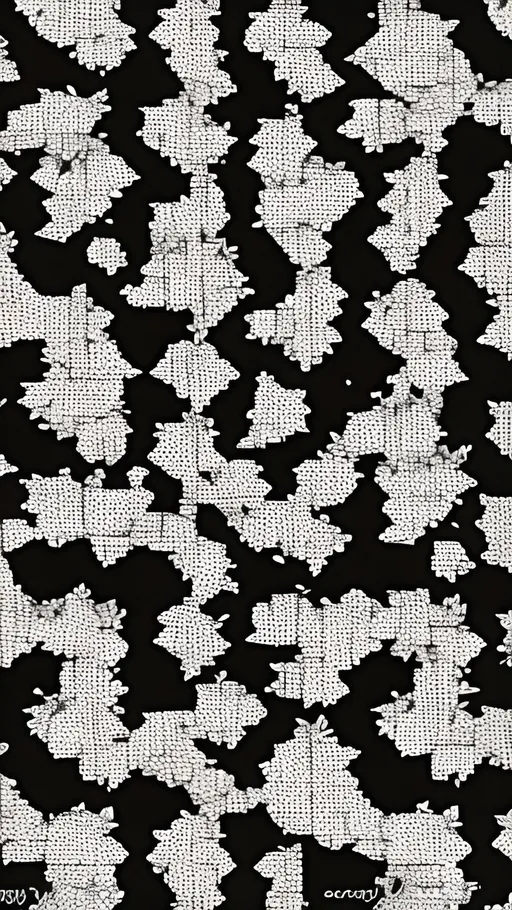 Prompt: Create a manga style black and white sashiko pattern