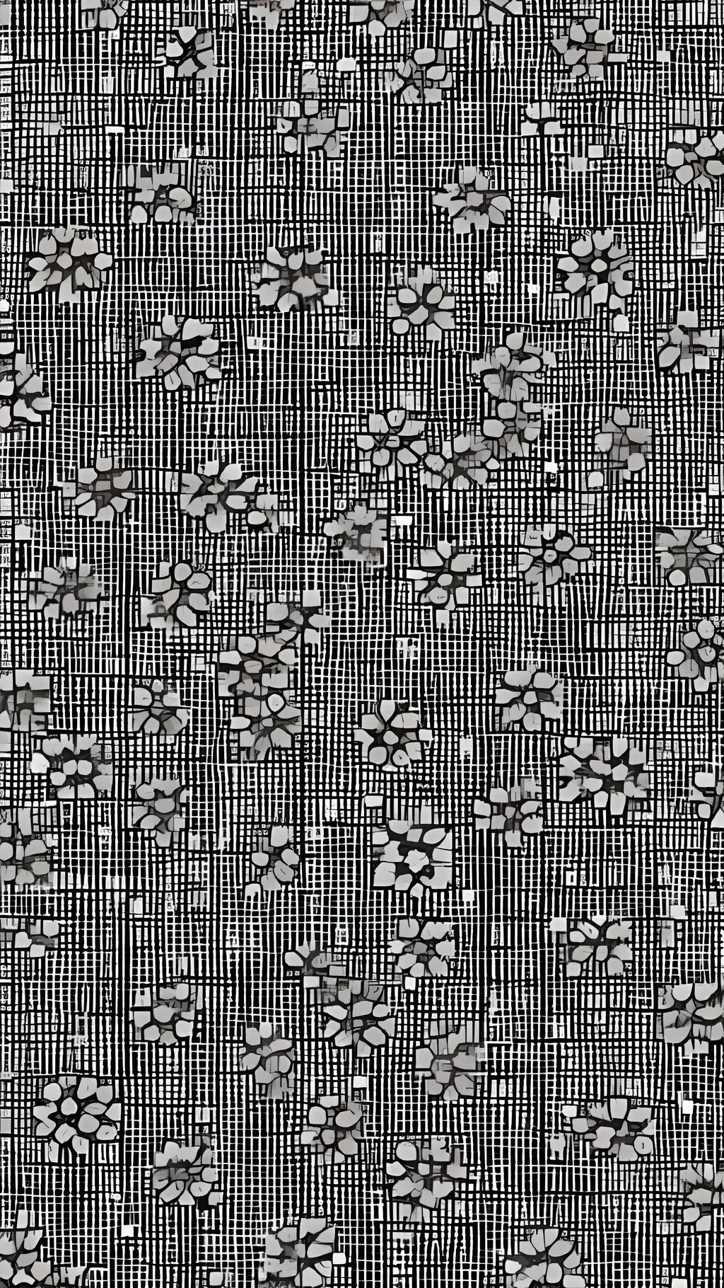 Prompt: Create a manga style black and white sashiko pattern made of tile 