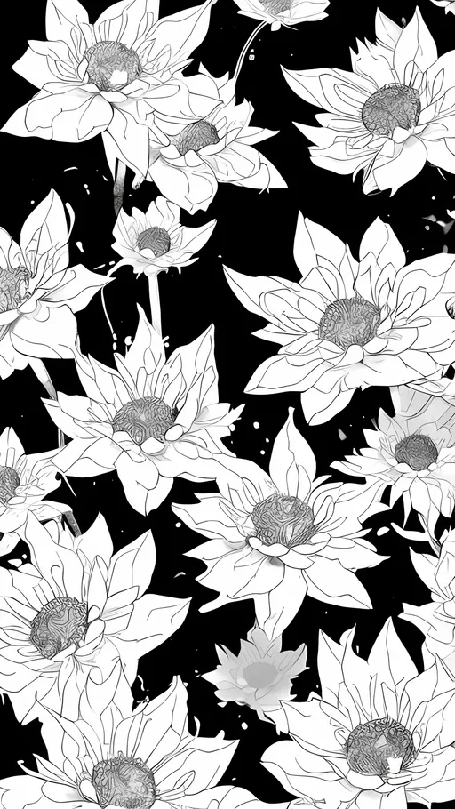 Prompt: Create a manga style black and white image of blossom pedals  falling 