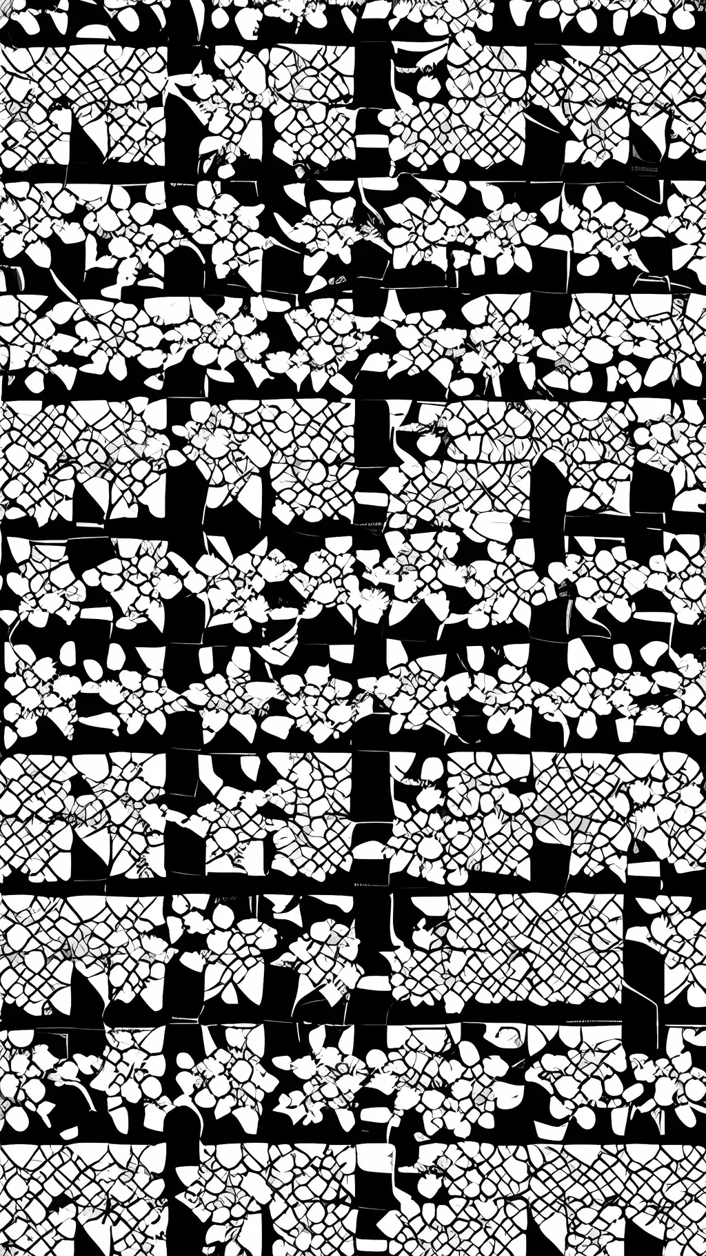 Prompt: Create a manga style black and white sashiko pattern made of tile 