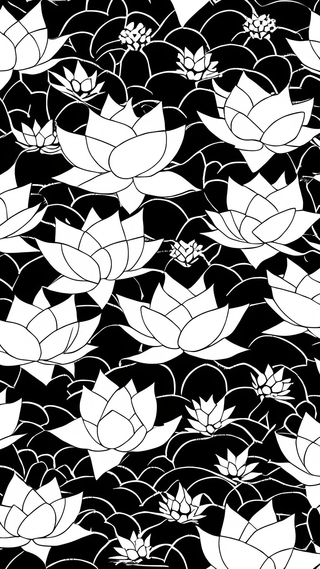 Prompt: Create a manga style black and white sashiko pattern with lotus 