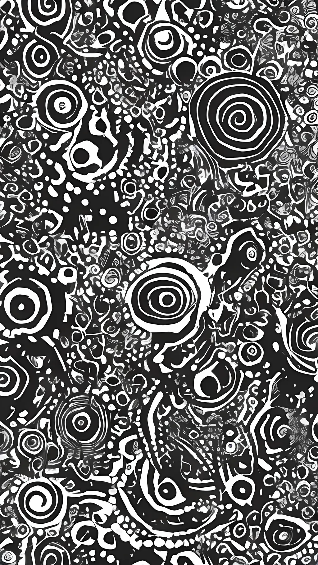 Prompt: Create a black and white abstract pattern using black dots. Make it look like there’s depth. MAKE IT LOOK LIKE ITS A SPIRAL
