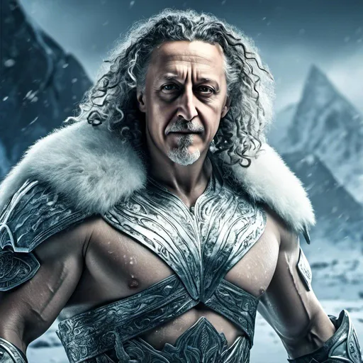 Prompt: <mymodel> photorealistic, (white ice warrior), highly detailed facial features, strong muscular build, intense expression, icy armor reflecting light, fighting stance, glimmering ice shards surrounding, (arctic environment), ethereal frost remnants, shadows playing in cold light, sheer determination, majestic icy landscapes, magical atmosphere, (4K), ultra-detailed.