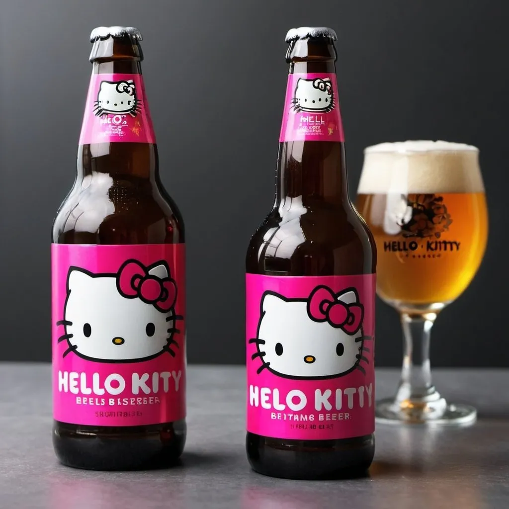 Prompt: hello kitty beer
