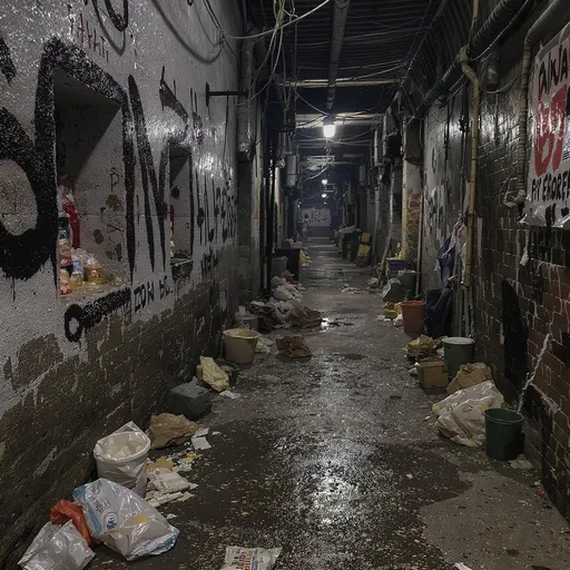 Prompt: Drug addict in alleyway 