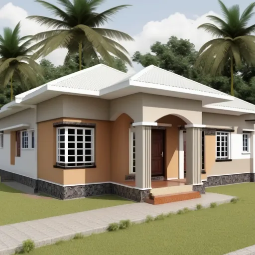 Prompt: a 3 bedroomed  house plan (bungalow)