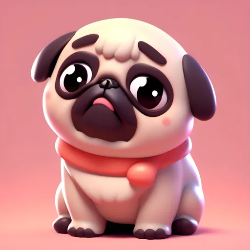 Prompt: <mymodel> a 3d render of kawaii grumpy Pug 