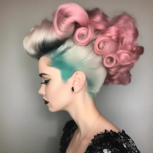 Prompt: <mymodel>1940s Woman with weird dyed baroque hairstyle