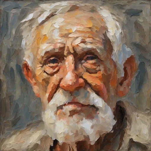 Prompt: portrait of an old man . very thick Impasto,impressionism