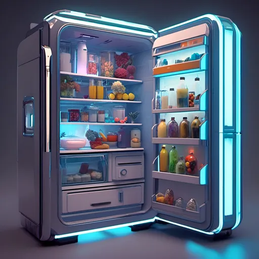 Prompt: <mymodel> futuristic refrigerator