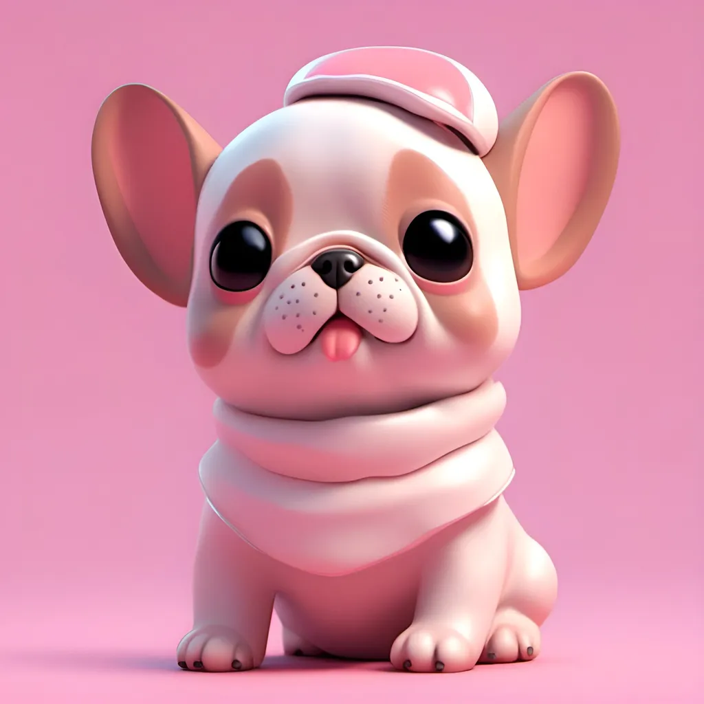 Prompt: <mymodel> a 3d render of kawaii frenchie