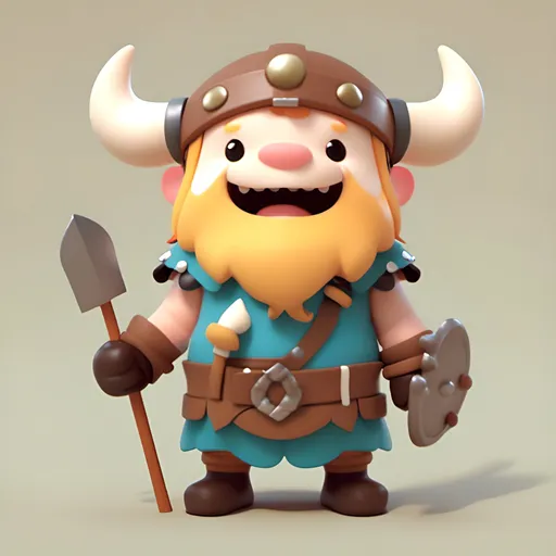 Prompt: <mymodel> a 3d render of kawaii viking