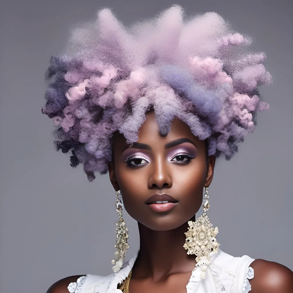 Prompt: <mymodel>afro-american Woman with dyed rococo-hairstyle