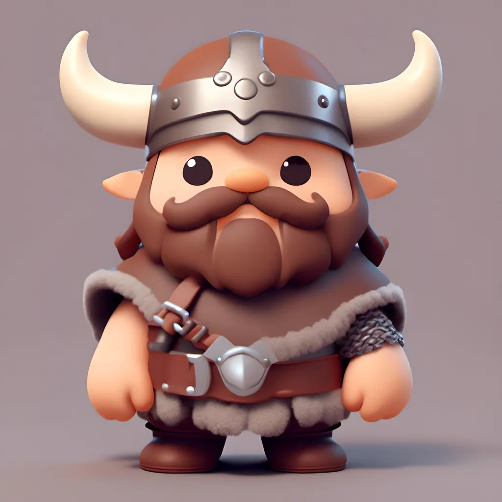 Prompt: <mymodel> a 3d render of kawaii viking