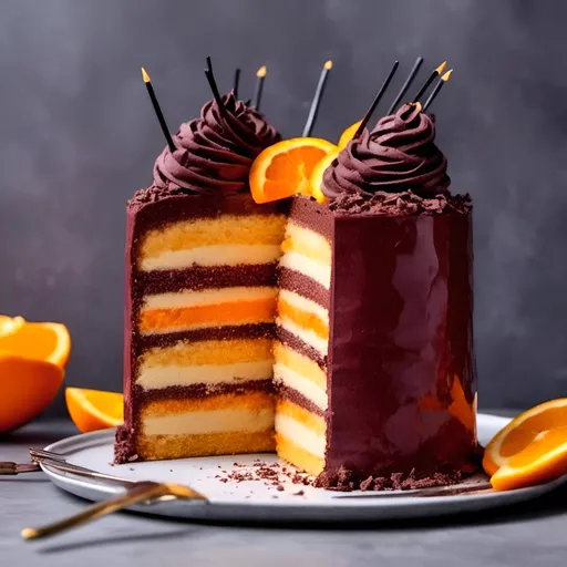 Prompt: <mymodel> orange birthday layer-cake