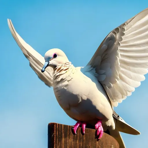 Prompt: A dove sitting on the world