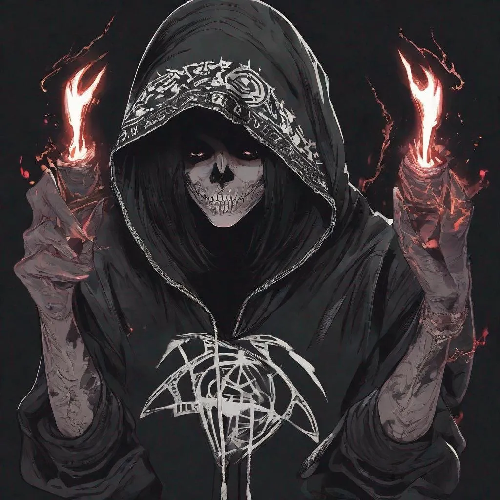 Prompt: A woman in a black hoodie and a black bandana with the powers to necromancer
