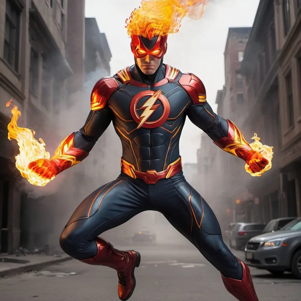 Prompt: A new superhero with fire based powers
