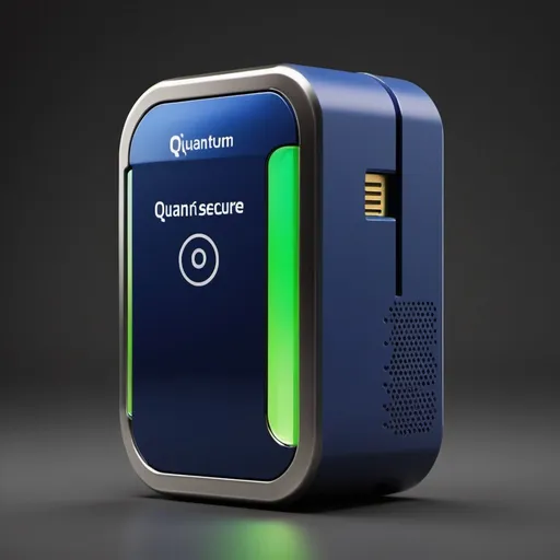 Prompt: Generate a vibrant image showcasing QuantumSecure+, a cutting-edge personal portable device designed for top-tier security and privacy in daily digital interactions. Highlight its sleek design with deep blue, vibrant green, and silver accents, featuring a futuristic touchscreen display. Emphasize key features like quantum encryption and multi-factor authentication with bold, contrasting visuals. Illustrate its tamper-resistant design, secure storage, and cross-platform compatibility with color-coded elements. Show QuantumSecure+ in the hands of business professionals, government officials, journalists, activists, and personal users, each represented by a unique color palette reflecting their lifestyle. Capture QuantumSecure+'s role as the pinnacle of data protection against cyber threats. Ensure the device's dimensions are no larger than a standard credit card for portability.