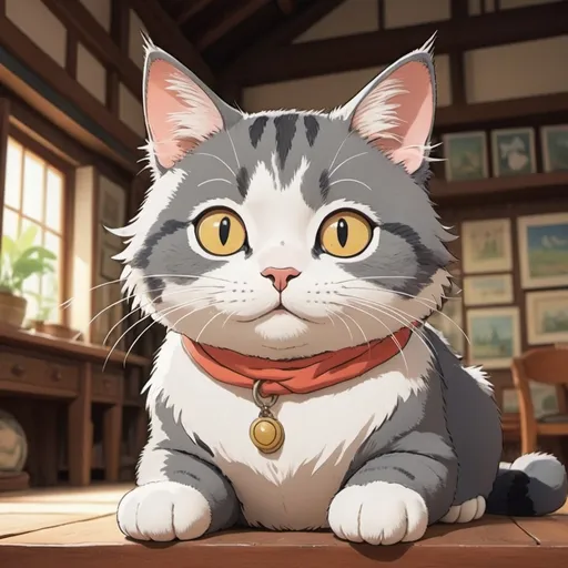 Prompt: 2d studio ghibli anime style, cute cat