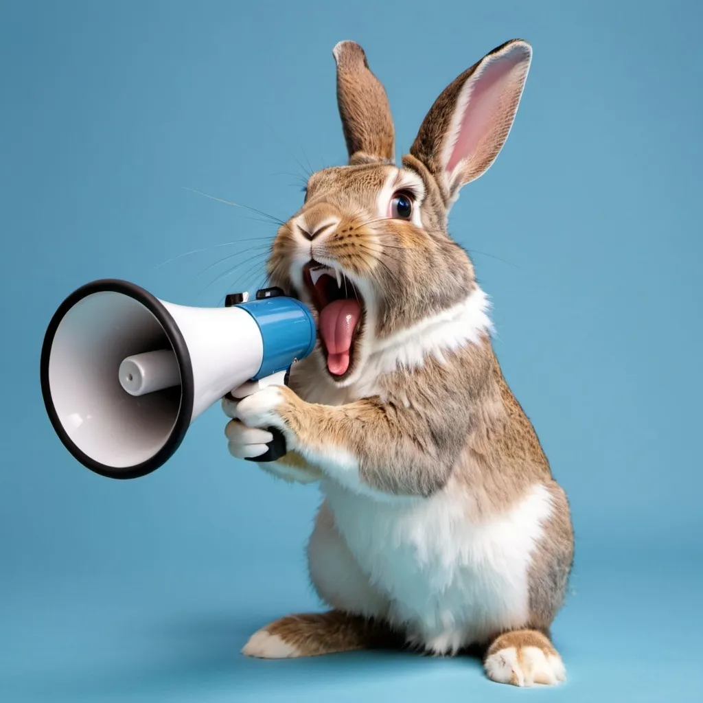 Prompt: bunny shouting into a megaphone
