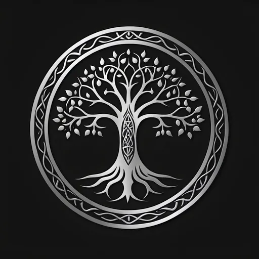 Prompt: Simple Black and silver tree of gondor logo