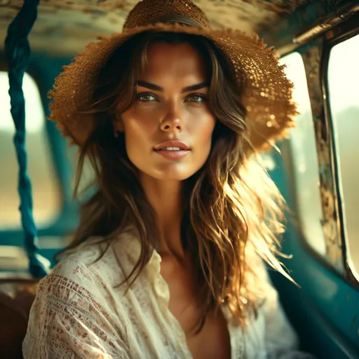 Prompt: <mymodel>A woman portrait in Midjourney Style, Alessandra Ambrosio
