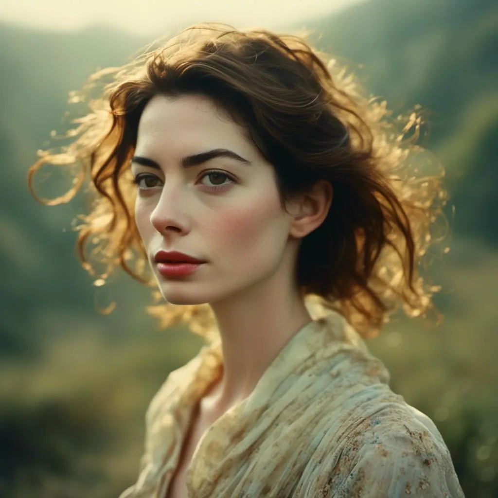 Prompt: <mymodel>A woman portrait in Midjourney  style, anne Hathaway 