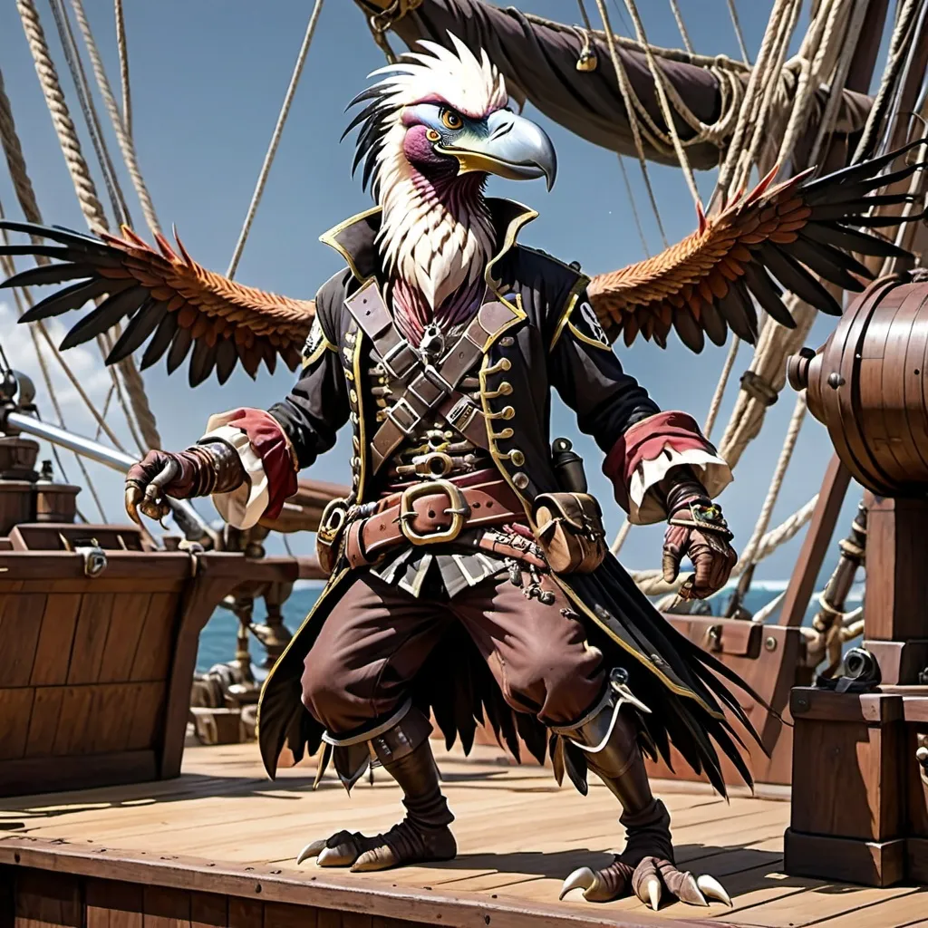 Prompt: Roadrunner Shipwright Pirate aarakocra 