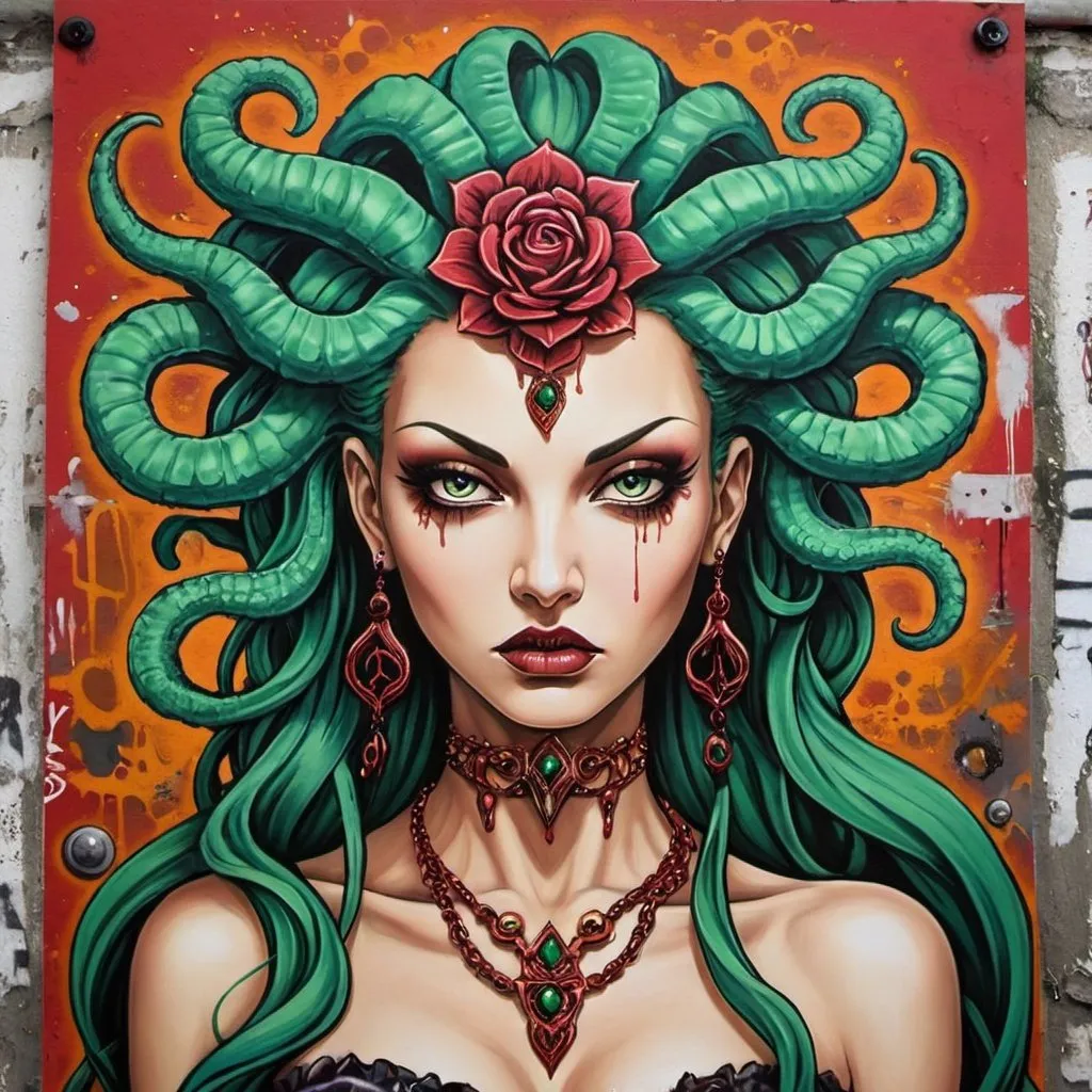 Prompt: Sedusa Adornment graffiti art print