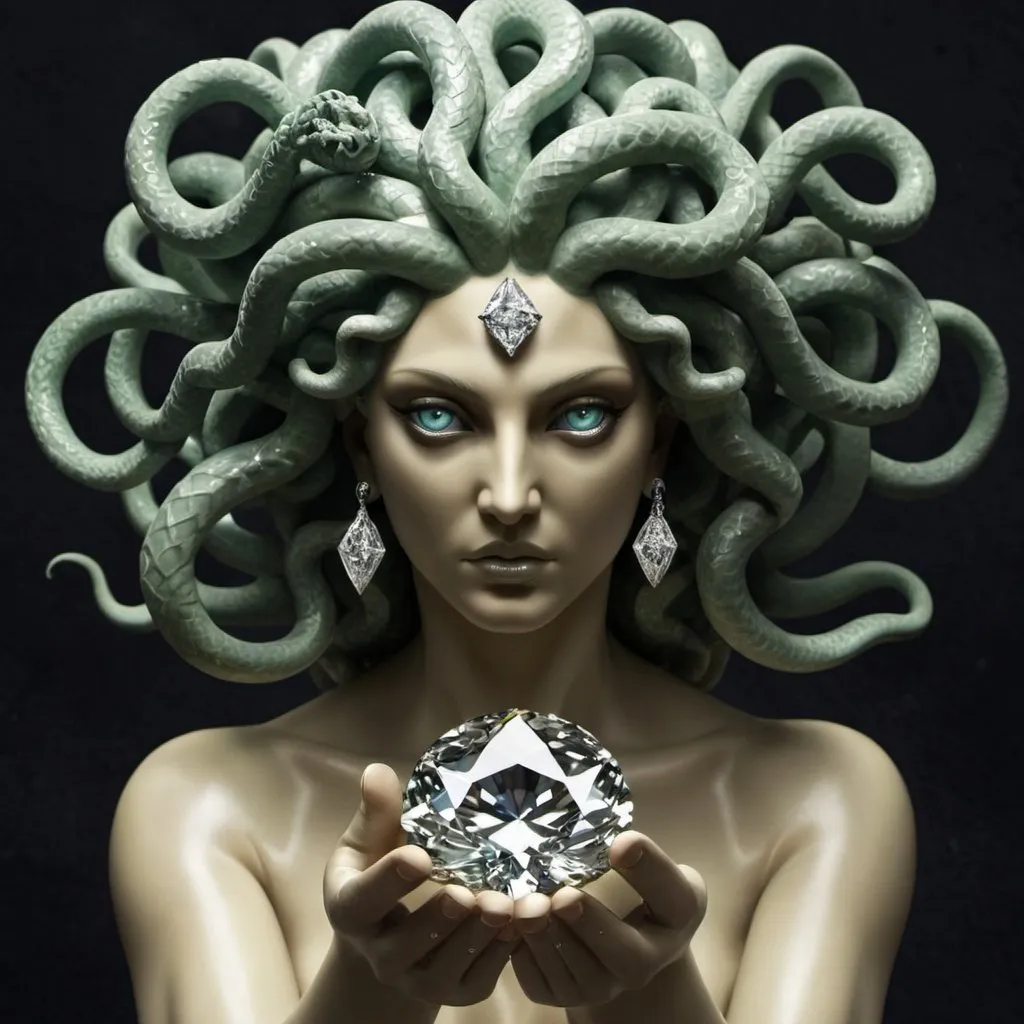 Prompt: Medusa holding a diamond 