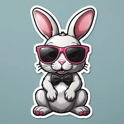 Prompt: make cool cartoon bunny wearing sunglass stickers