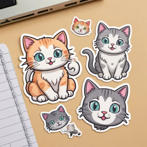 Prompt: make cats stickers