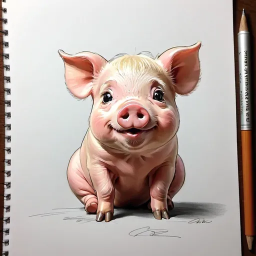 Prompt: A cute piggy sketch