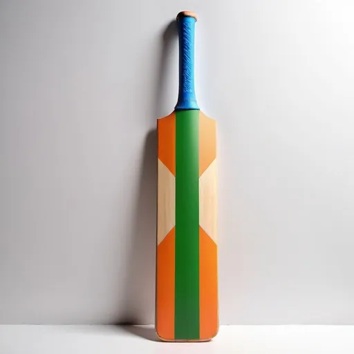 Prompt: CRICKET BAT IN NEON INDIAN FLAG COLOURS